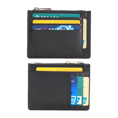 Rfid Blocking Front Pocket Wallet for Men Secure Credit Card Wallet Mini Card Holder with Zipper Durable Slim Wallets