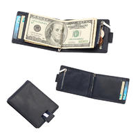 Slim RFID Black Leather Wallet Mens Money Clip Wallet LT-BMM011