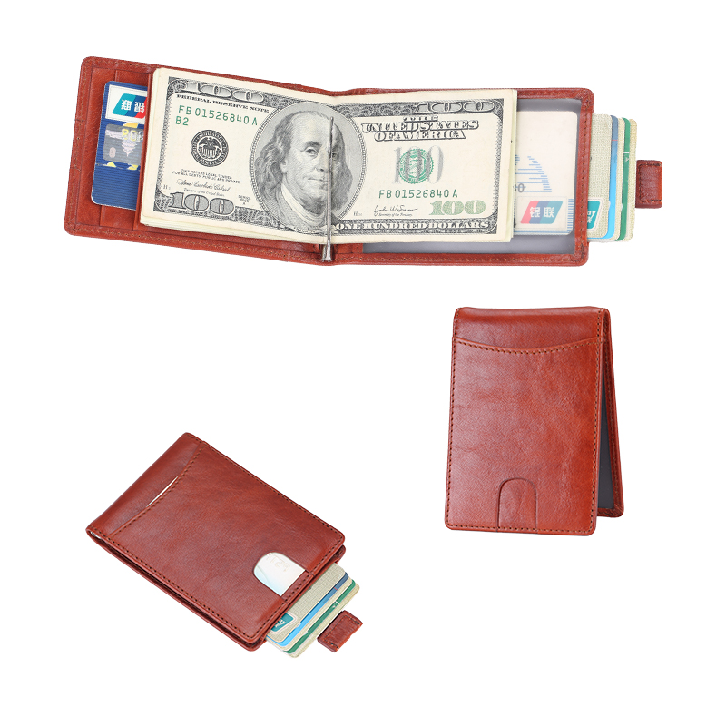 Men's RFID Blocking Genuine Leather SLIM Wallet Front Pocket Money Clip Wallet LT-BMM013