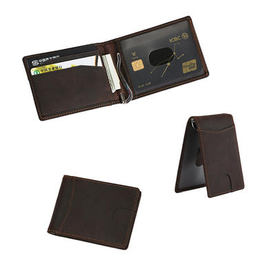 RFID Slim Bifold Genuine Leather Minimalist Front Pocket Money Clip Wallets LT-BMM016