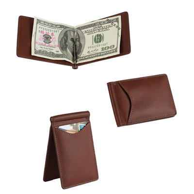 Men's Leather RFID Money Clip Slim Leather Wallet Factory LT-BMM018