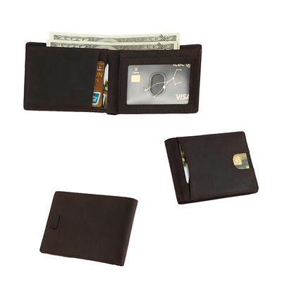 RFID Blocking Slim Bifold Genuine Leather Thin Minimalist Front Pocket Wallets LT-BMM019
