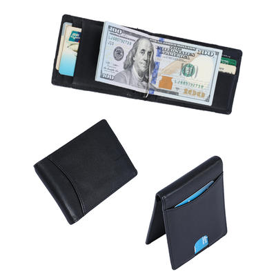Slim Wallet for Men Money Clip RFID Blocking Bifold Grain Leather Front Pocket Wallet LT-BMM022