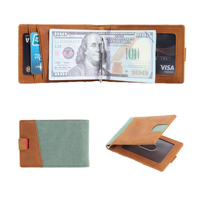 RFID Slim Bifold Leather Minimalist Front Pocket Money Clip Wallets LT-BMM039