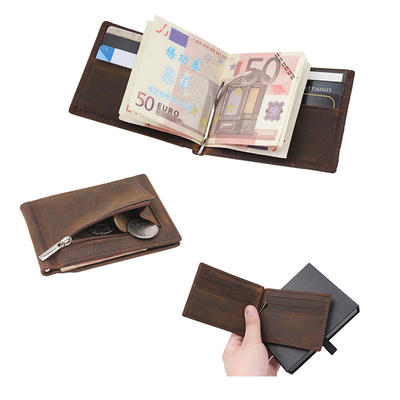 RFID Blocking Slim Bifold Leather Money Clip Minimalist Front Pocket Wallets LT-BMW096