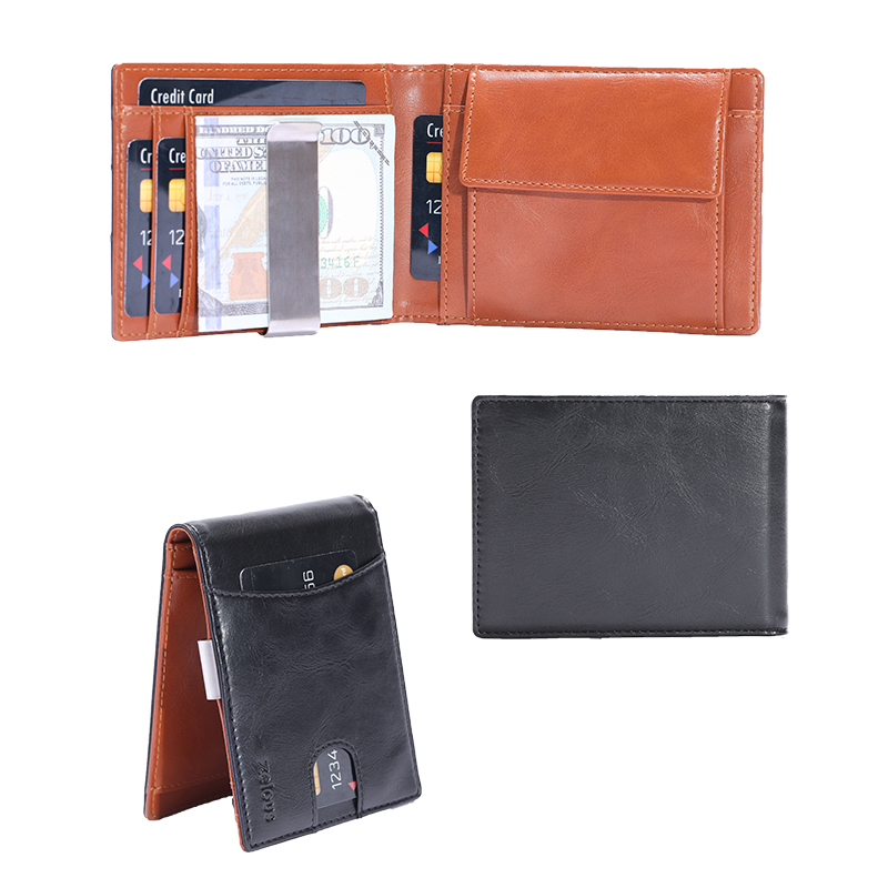 ODM/OEM Leather Money Clip Wallet Slim RFID Coin Poclet Mens Wallet LT-BMM063