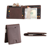 Leather Supplier Money clip card pocket Slim wallet coin box RFID credit card Wallet LT-BMM062