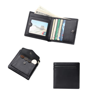 Men Zipper Coin Wallet Real Cowhide Leather Multi Card Holder Short Clutch LT-BMW010