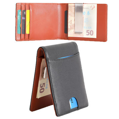 Hot selling genuine leather money clip wallet RFID blocking money clip wallets for men