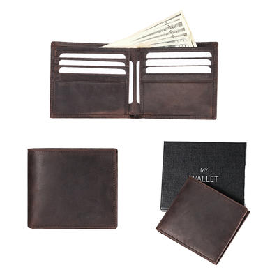 Men's RFID Blocking Vintage Italian Genuine Leather Slim Bifold Wallet Handmade