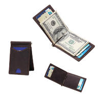 RFID Blocking Slim Bifold Genuine Leather Minimalist Front Pocket Wallets for Men with Money Clip LT-BMM004