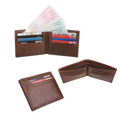 Cowhide Genuine Leather Men's Leather Travel Wallet with Flip ID Window  LT-LW004