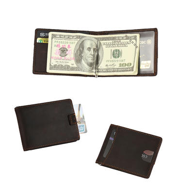 RFID blocking custom leather money clip slim biford mens wallet  LT-BMM016