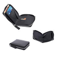 Slim carbon fiber wallet with zipper saffiano handmade leather wallet credit card holder minimalist wallet LT-BMW041