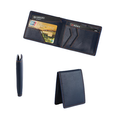 Men's RFID Blocking Genuine Leather Slim Wallet Minimalist Wallet Handmade Leather Wallet LT-BMW019